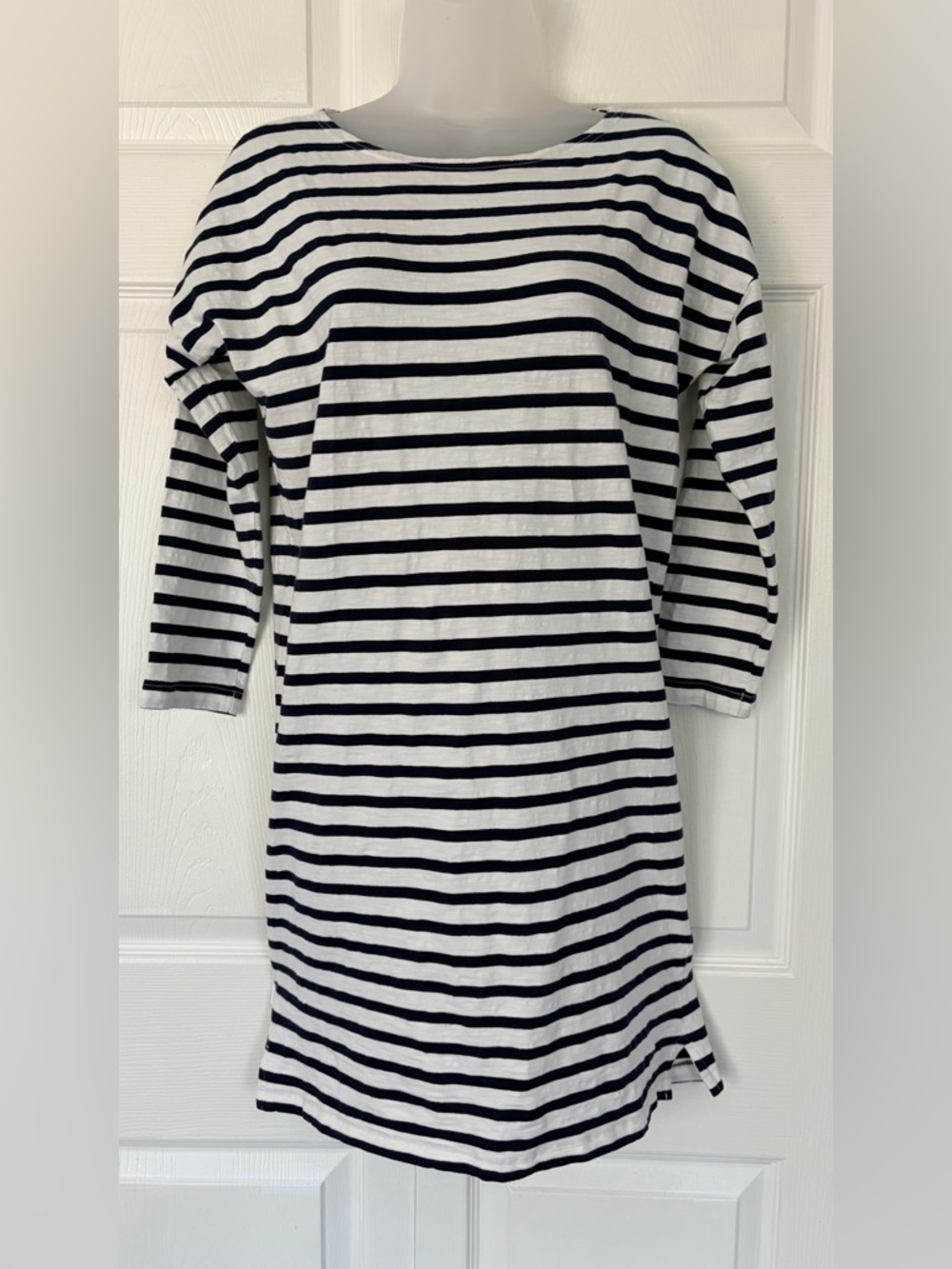 Patagonia Dress Organic Cotton Floral French
Stripe Shift Dress Navy White Small - Picture 4 of 15